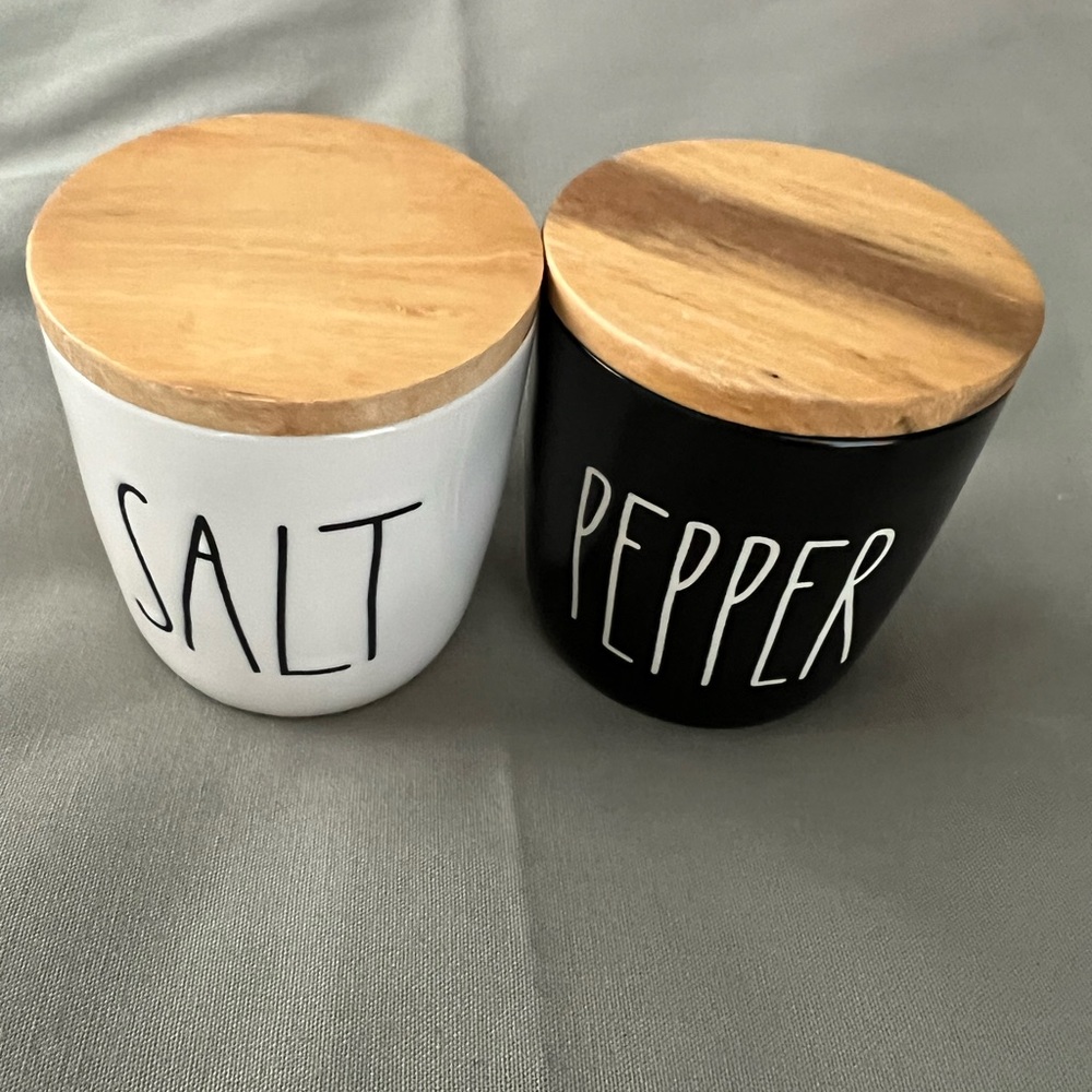 Rae Dunn Black and White Salt and Pepper Jar Keepers - Picture 3 of 5